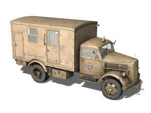 opel blitz - 3t cargo truck with kofferaufbau- 21 pzdiv 3D Model