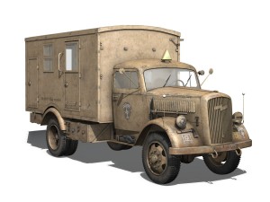 opel blitz - 3t cargo truck with kofferaufbau- 21 pzdiv Modelo 3D