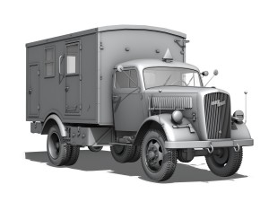 opel blitz - 3t cargo truck with kofferaufbau- 21 pzdiv Modelo 3D