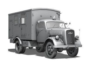 opel blitz - 3t cargo truck with kofferaufbau- 21 pzdiv 3D Model