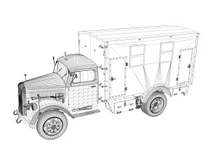 opel blitz - 3t cargo truck with kofferaufbau- 21 pzdiv 3D Model