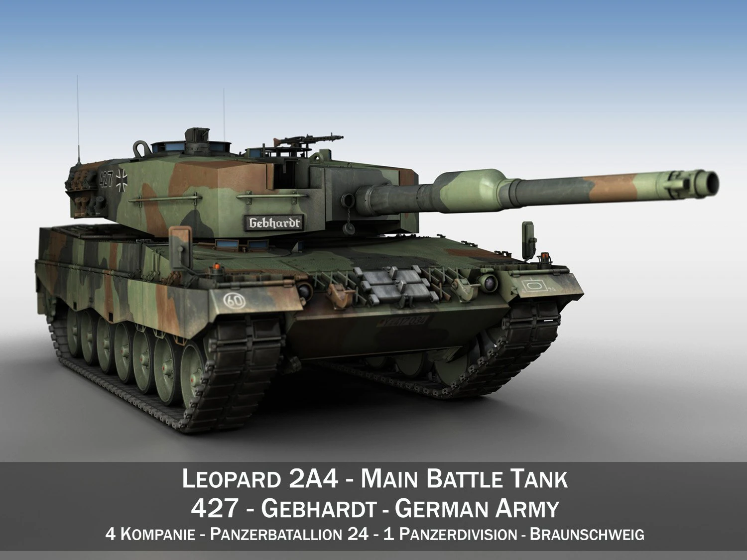 leopard 2a4 main battle tank - 427 3D Model .c4d .max .obj .3ds .fbx .stl .blend 