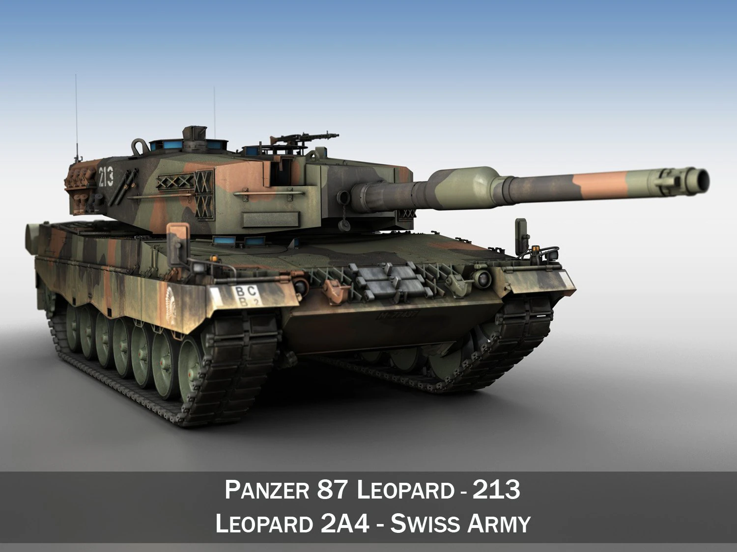 panzer 87 leopard - 213 - swiss army 3D Model .c4d .max .obj .3ds .fbx .stl .blend