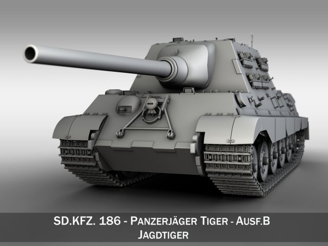 sdkfz 186 jagdtiger hunting tiger 3D Модель .c4d .max .obj .3ds .fbx .stl .blend 