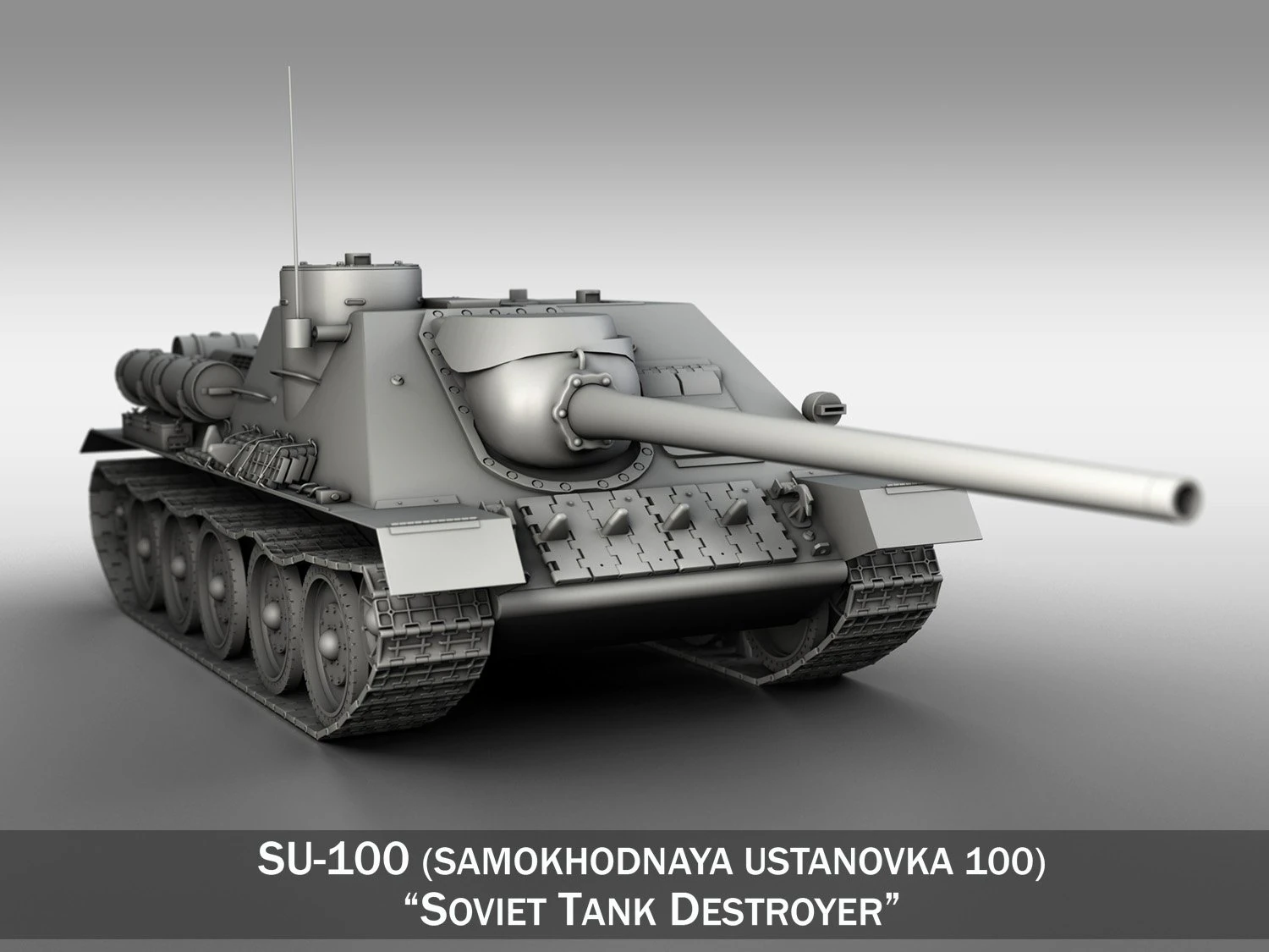 su-100 - soviet tank destroyer 3D Model .c4d .max .obj .3ds .fbx .stl .blend 