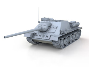 su-100 - soviet tank destroyer Model 3D
