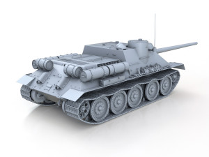 su-100 - soviet tank destroyer Model 3D