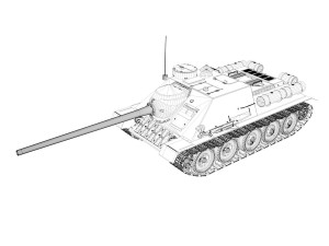 su-100 - soviet tank destroyer Model 3D