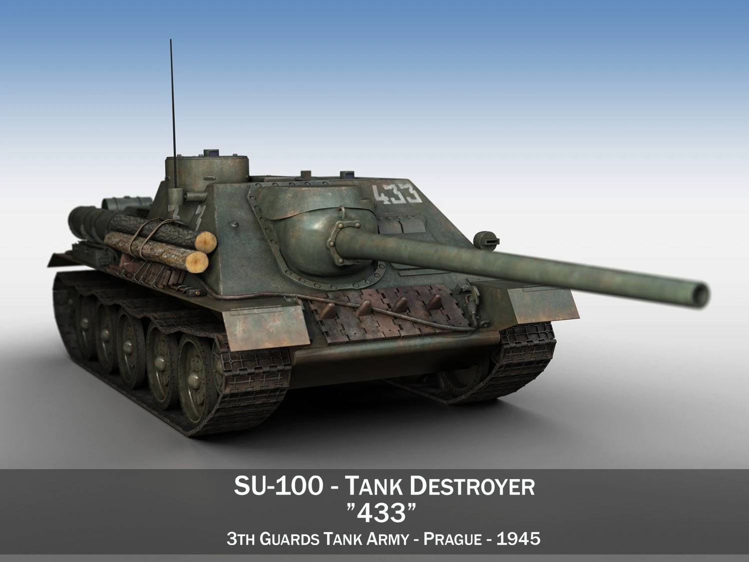 su-100 - 433 - soviet tank destroyer 3D Model .c4d .max .obj .3ds .fbx .stl .blend 