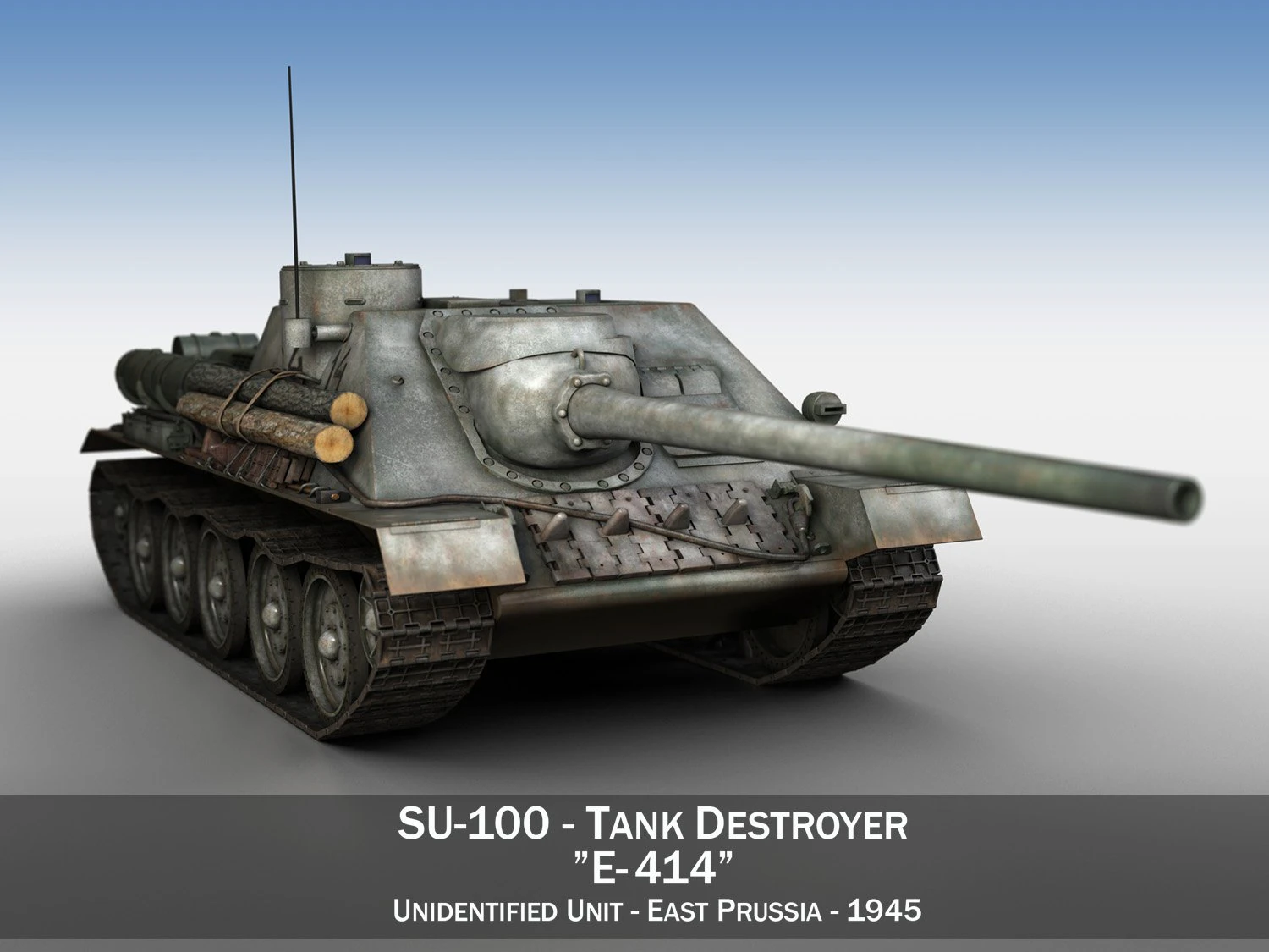 su-100 - e414 - soviet tank destroyer 3D Model .c4d .max .obj .3ds .fbx .stl .blend 