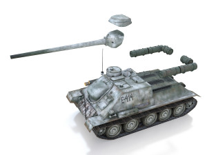 su-100 - e414 - soviet tank destroyer 3D Model
