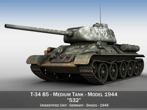 t-34 85 - soviet medium tank - 532 3D 모델