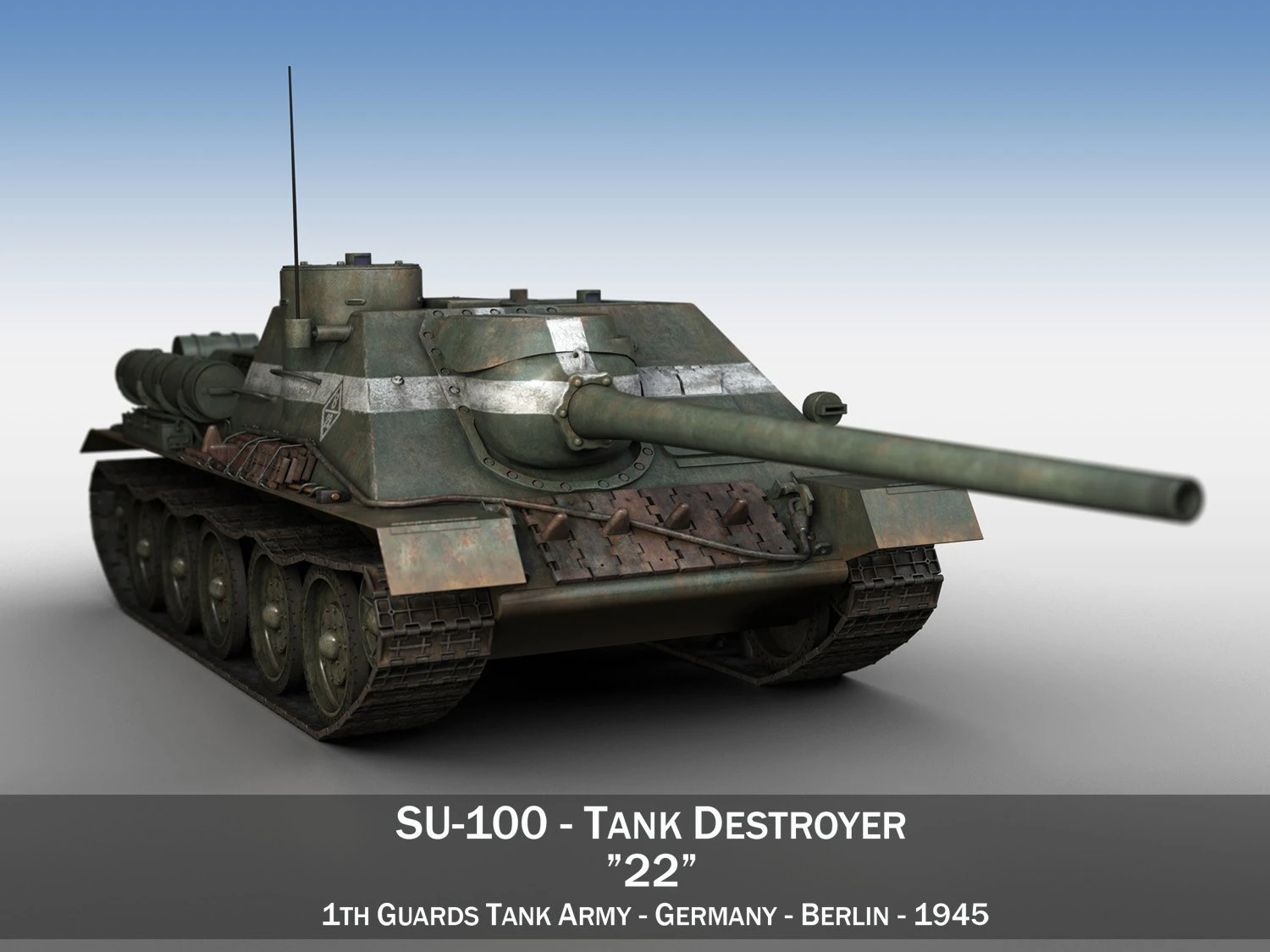 su-100 - 22 - soviet tank destroyer 3D Model .c4d .max .obj .3ds .fbx .stl .blend