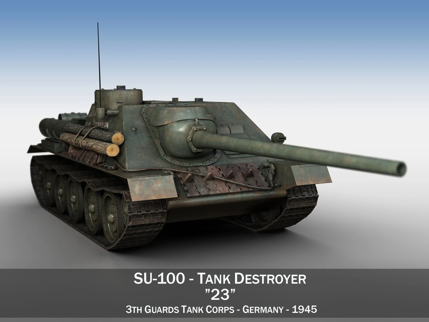 su-100 - 23 - soviet tank destroyer 3D Model .c4d .max .obj .3ds .fbx .stl .blend