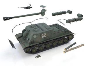 isu-122s - 245 - soviet assault 3D Model