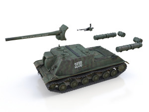 isu-122 - 3338 - soviet heavy self-propelled 3D-Modell