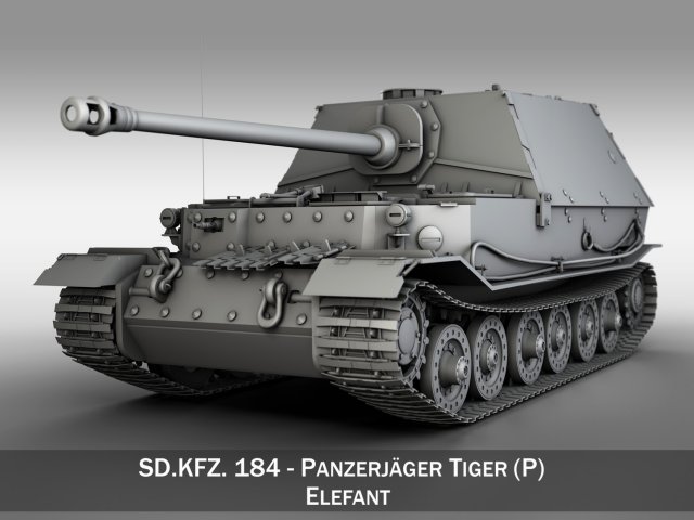 sdkfz 184 panzerjaeger tiger p elefant 3D Модель .c4d .max .obj .3ds .fbx .stl .blend 