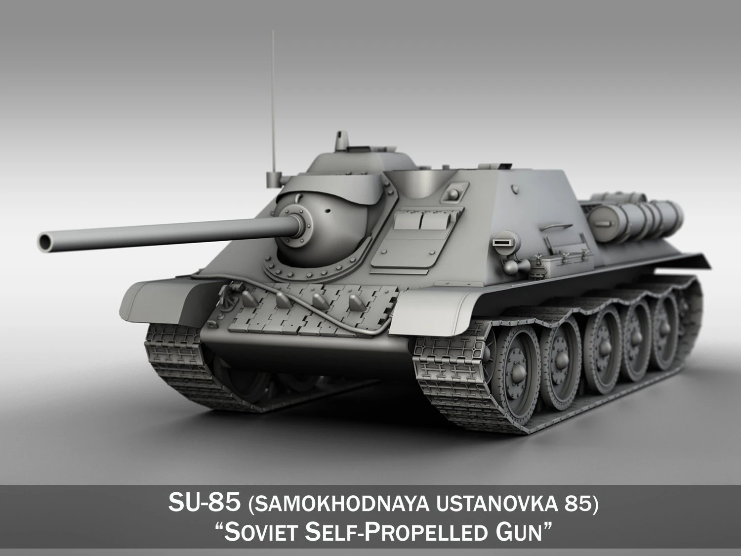 su-85 - soviet self-propelled 3D Model .c4d .max .obj .3ds .fbx .stl .blend