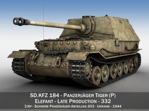 sdkfz 184 - elefant tank destroyer - tiger - 332 3D Model