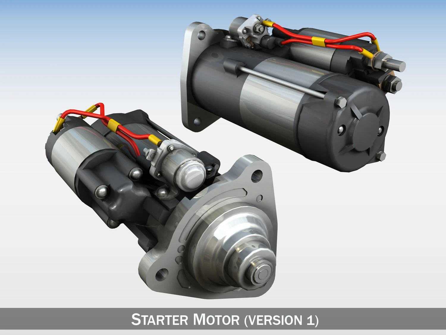 starter motor 3D Model .c4d .max .obj .3ds .fbx .stl .blend 