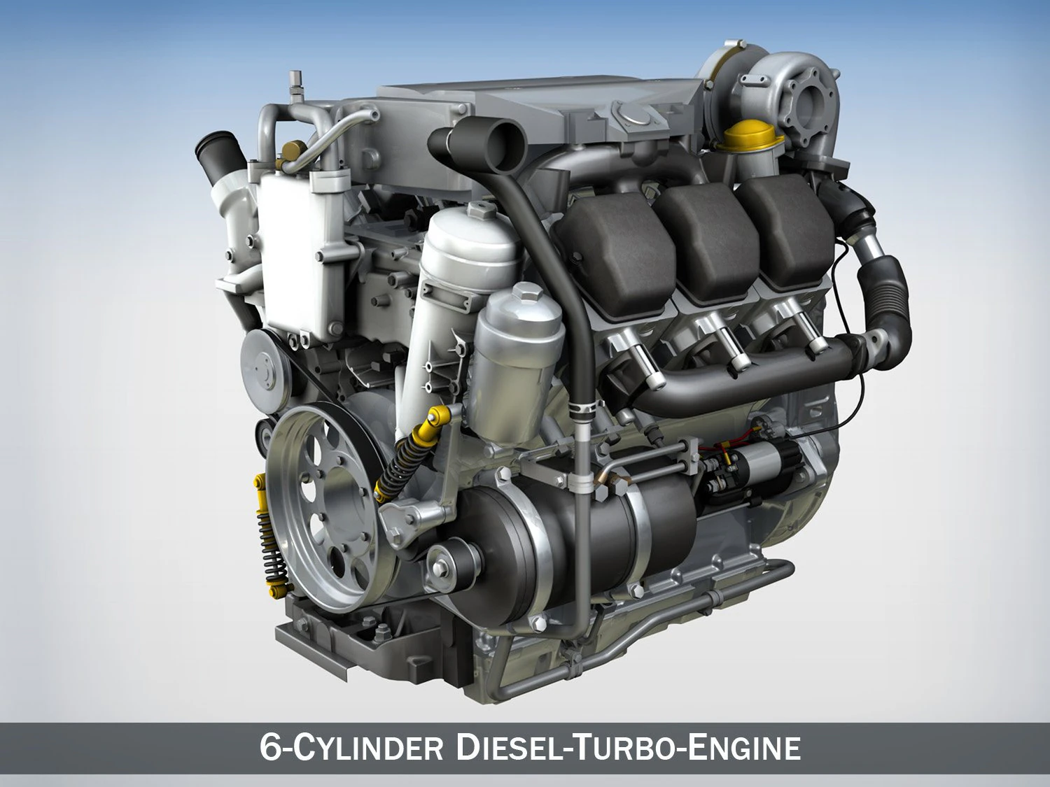 truck diesel engine 3D Model .c4d .max .obj .3ds .fbx .stl .blend