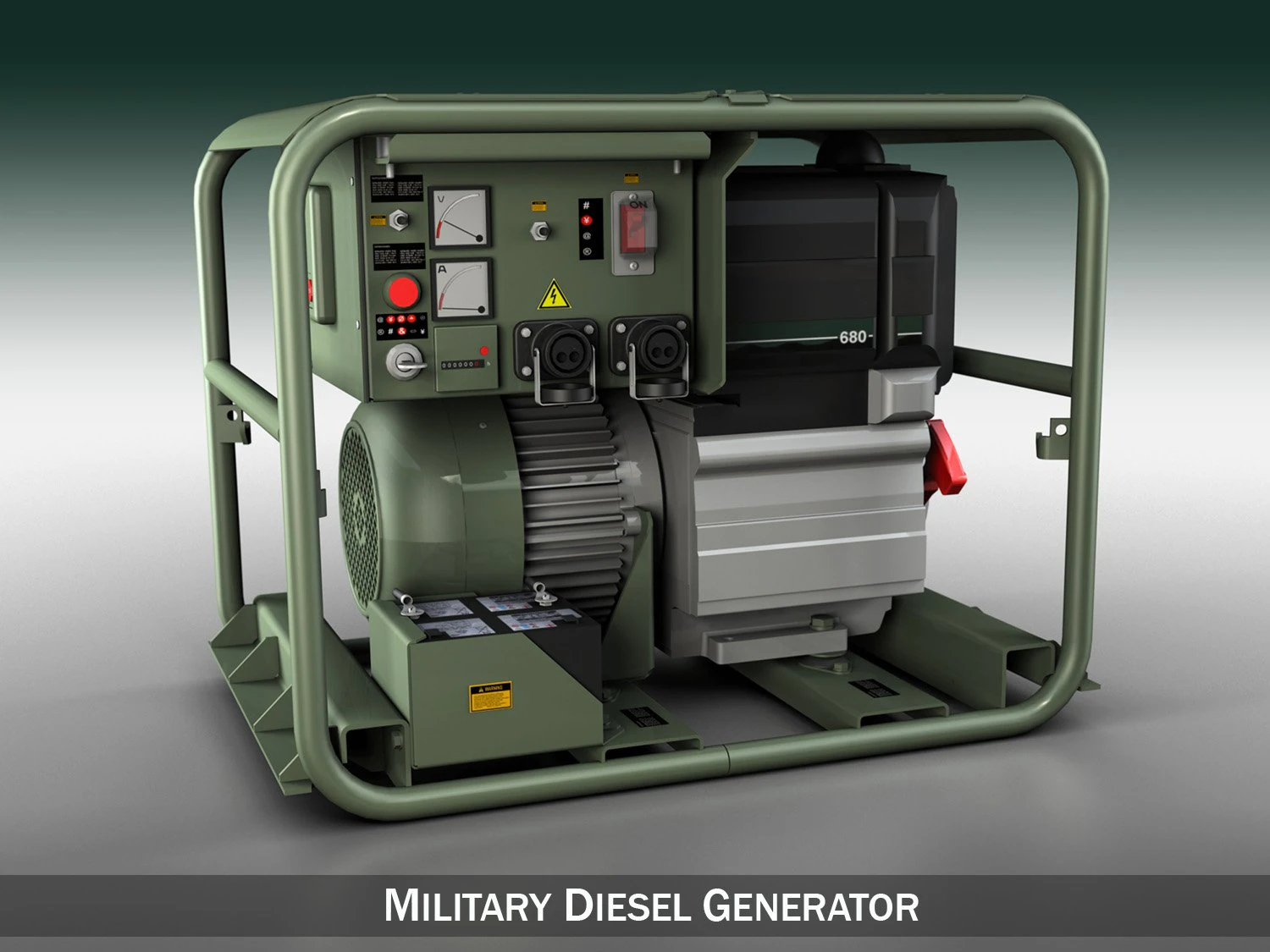 diesel generator military 3D Model .c4d .max .obj .3ds .fbx .stl .blend 