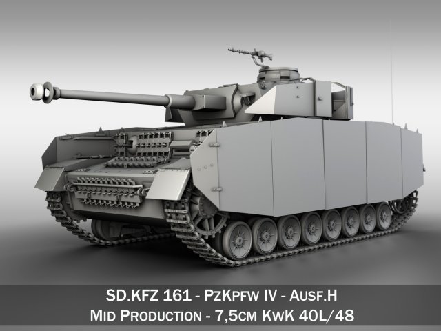 sdkfz161 pzkpfw iv panzer 4 ausfh 3D Модель .c4d .max .obj .3ds .fbx .stl .blend 