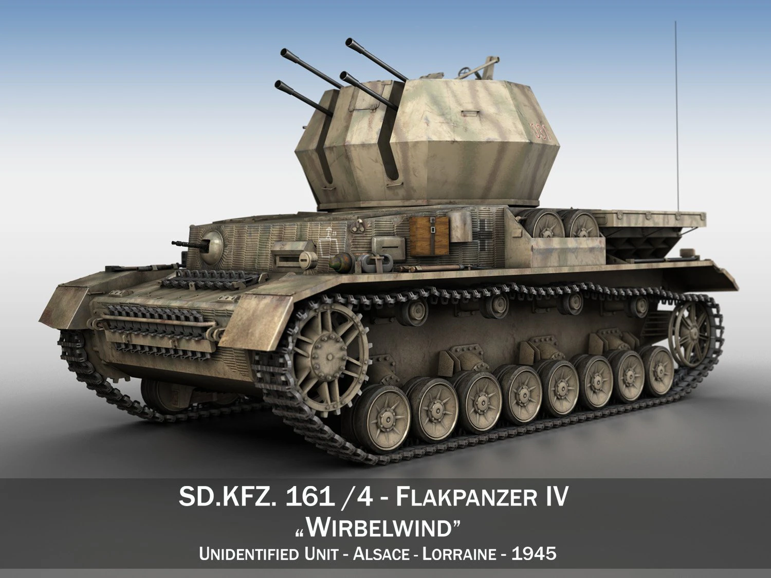sdkfz 161 4 flakpanzer iv wirbelwind 3D Model .c4d .max .obj .3ds .fbx .stl .blend 