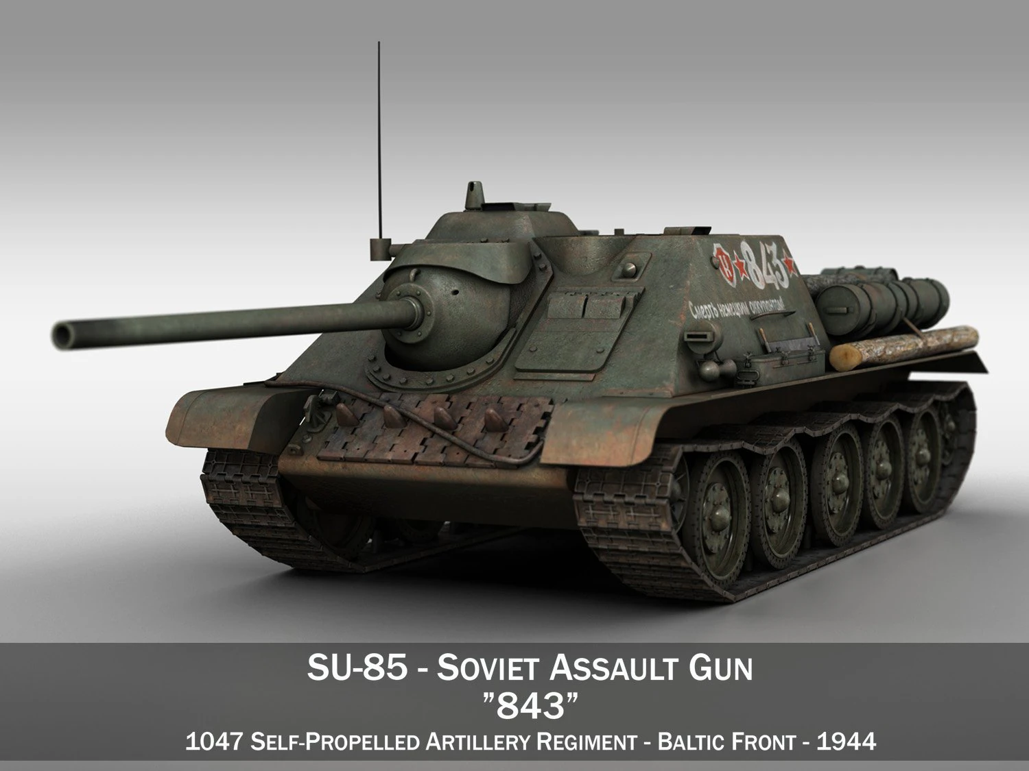 su-85 - 843 - soviet self-propelled 3D Model .c4d .max .obj .3ds .fbx .stl .blend