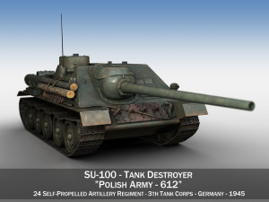 su-100 - 612 - soviet tank destroyer Modello 3D