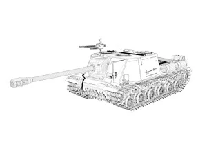 isu-122s - 16 - soviet assault 3D Model