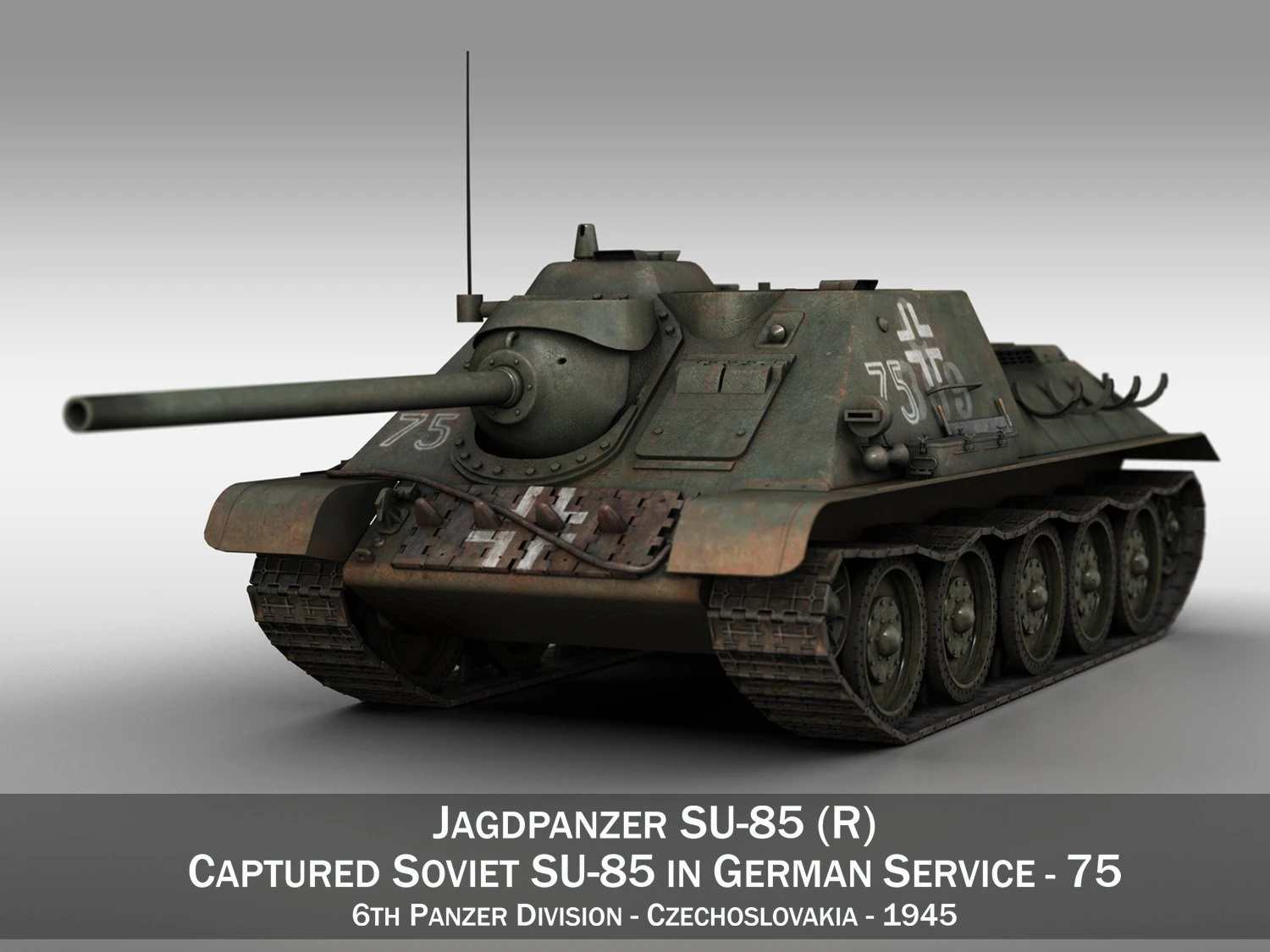 jagdpanzer su-85r - 75 - 6 panzer division 3D Model .c4d .max .obj .3ds .fbx .stl .blend 