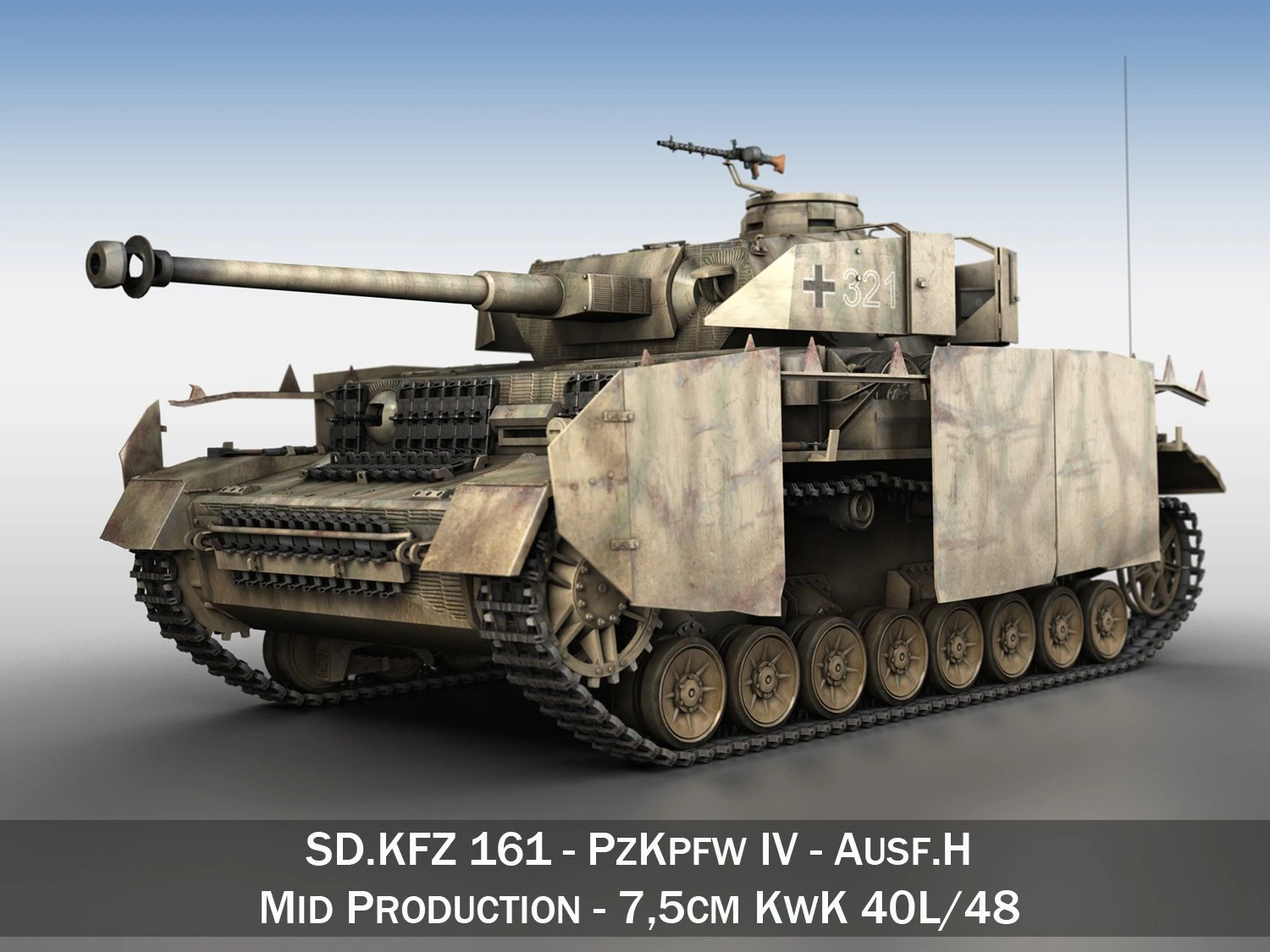 sdkfz 161 pzkpfw iv panzer 4 ausf h late 3D Model .c4d .max .obj .3ds .fbx .stl .blend 