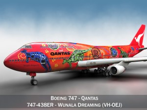 boeing 747 - qantas - wunala dreaming 3D Model