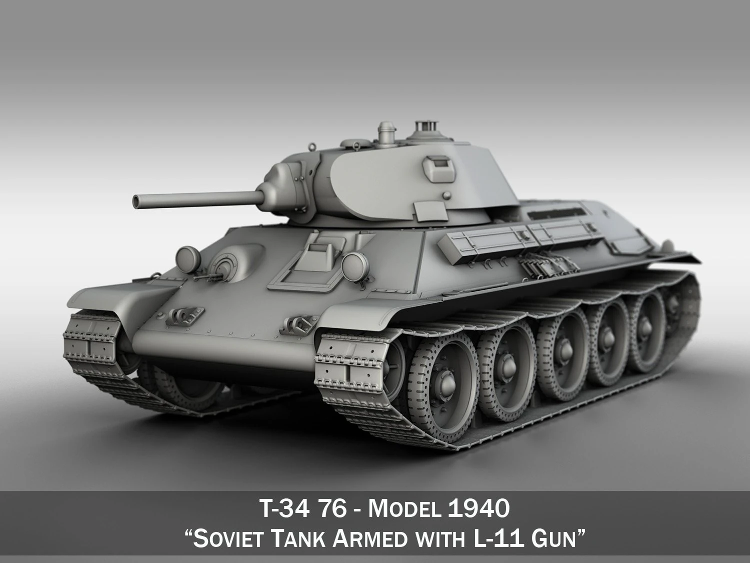 t-34-76 - model 1940 - soviet medium tank 3D Model .c4d .max .obj .3ds .fbx .stl .blend 