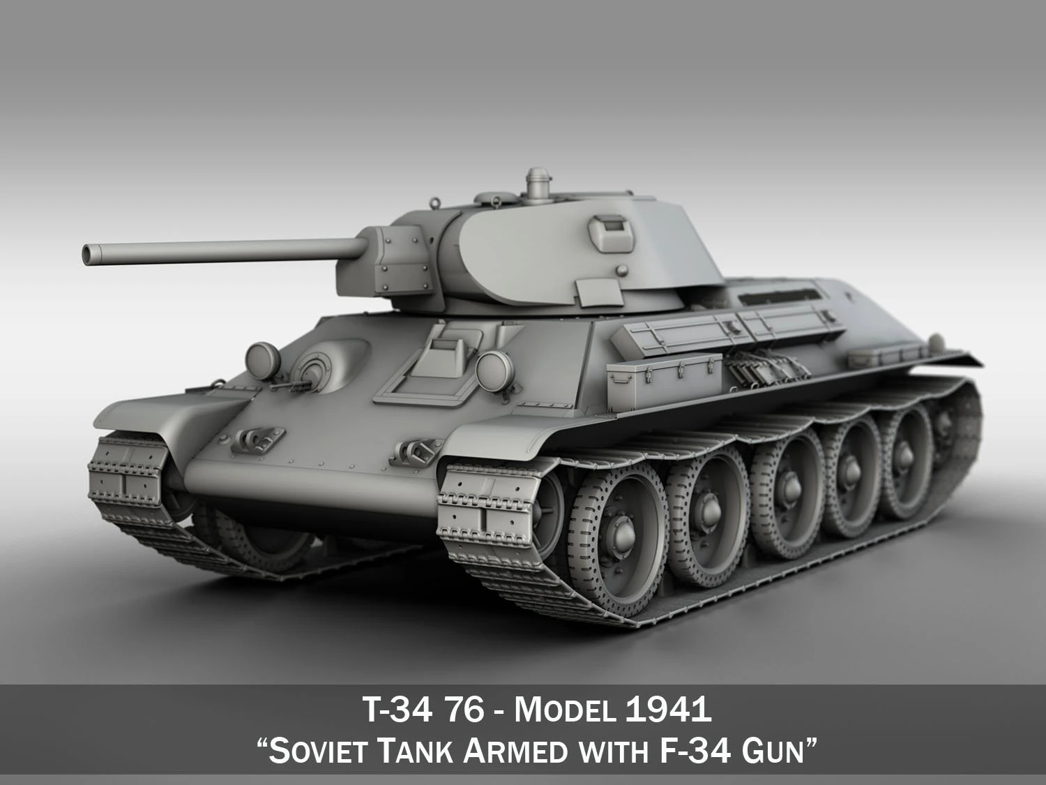 t-34-76 - model 1941 - soviet medium tank 3D Model .c4d .max .obj .3ds .fbx .stl .blend 