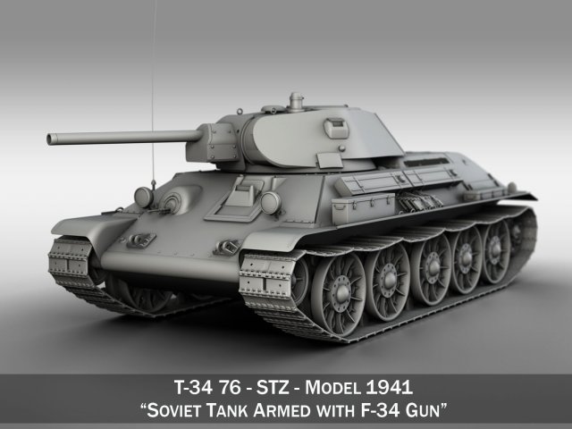 t-34-76 - stz - model 1941 - soviet medium tank Model 3D .c4d .max .obj .3ds .fbx .stl .blend 