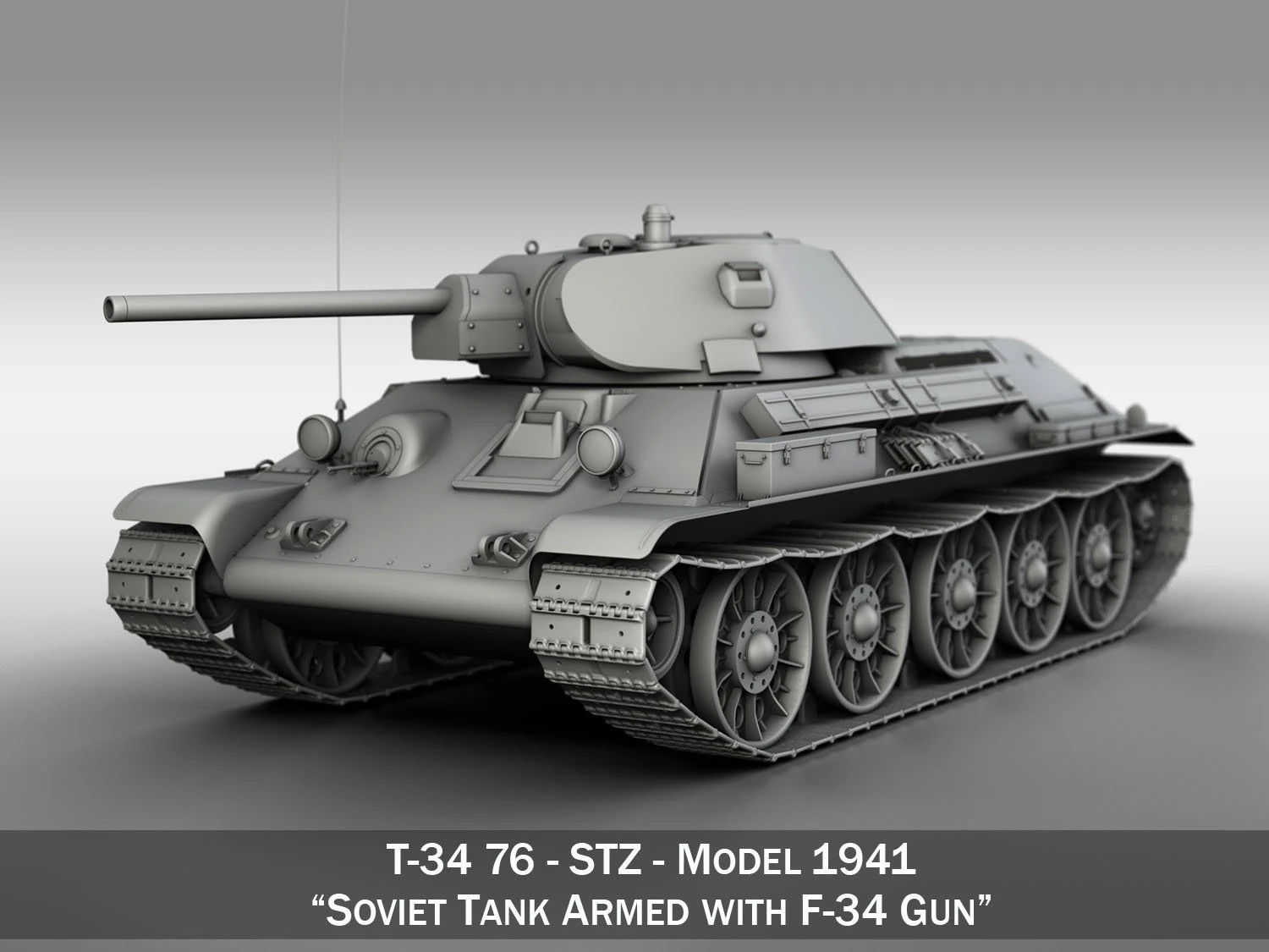 t-34-76 - stz - model 1941 - soviet medium tank 3D Model .c4d .max .obj .3ds .fbx .stl .blend 