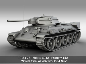 t-34-76 - model 1942 - factory 112 - soviet medium tank Modello 3D