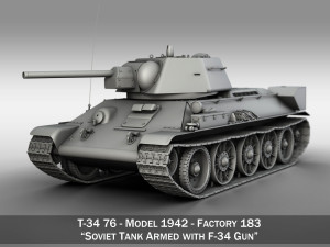 t-34-76 - model 1942 - factory 183 - soviet medium tank Modello 3D
