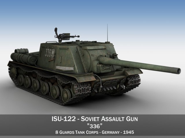 isu-122 - 336 - soviet heavy self-propelled 3D Model .c4d .max .obj .3ds .fbx .stl .blend 