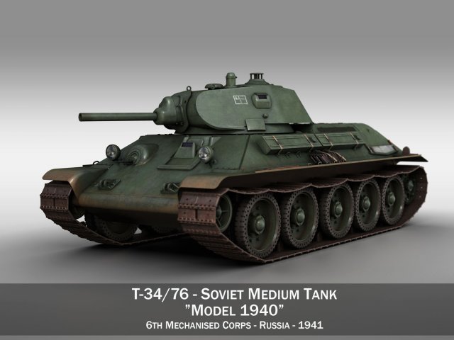 t-34-76 - model 1940 -soviet medium tank - 6mc 3D-Modell .c4d .max .obj .3ds .fbx .stl .blend 