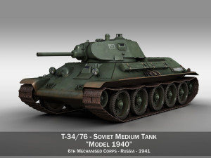 t-34-76 - model 1940 -soviet medium tank - 6mc Modello 3D
