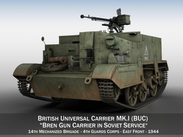 bren carrier - buc - russian army 3D Модель .c4d .max .obj .3ds .fbx .stl .blend 