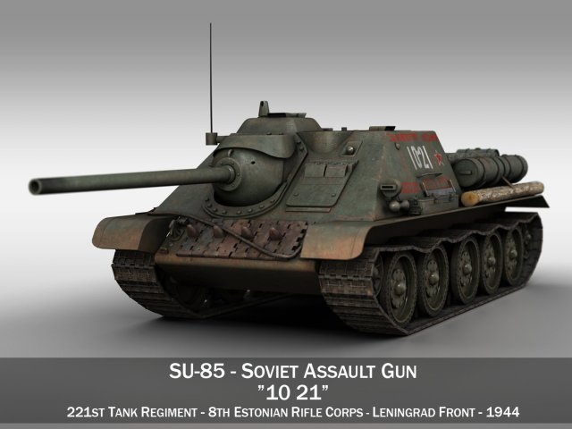 su-85 - 1021 3D Model .c4d .max .obj .3ds .fbx .stl .blend 