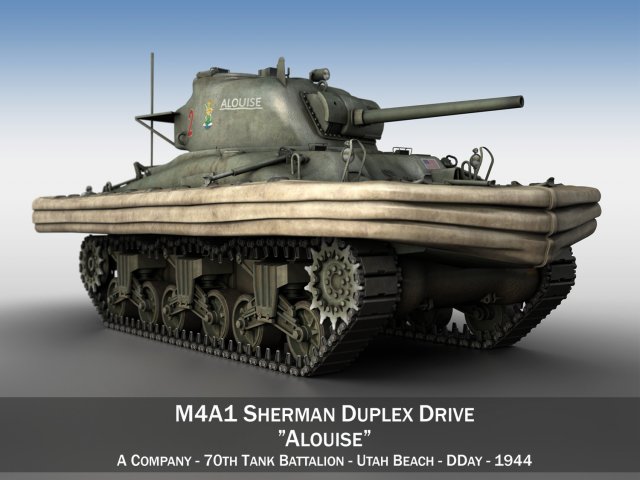 m4a1 sherman - duplex drive - alouise 3D Модель .c4d .max .obj .3ds .fbx .stl .blend 