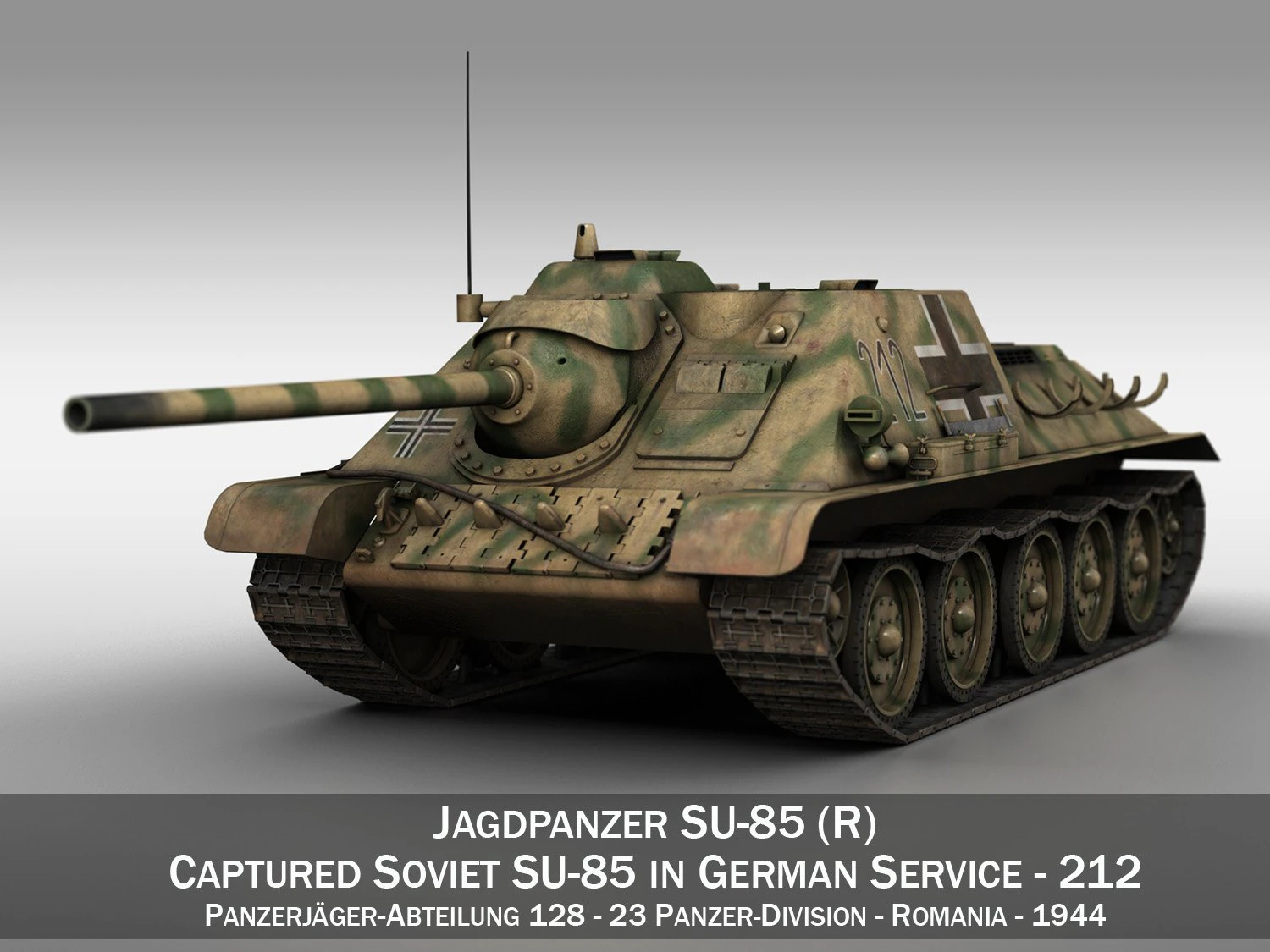 jagdpanzer su-85r - 212 - 23 panzer division 3D Model .c4d .max .obj .3ds .fbx .stl .blend 
