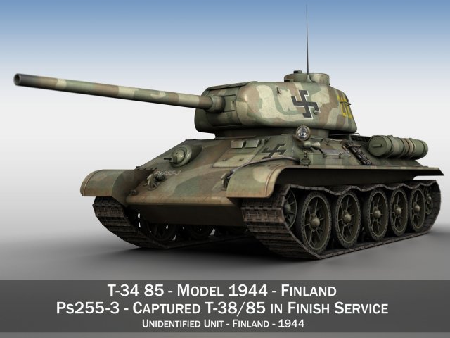 t-34-85 - 212 - finish army Model 3D .c4d .max .obj .3ds .fbx .stl .blend 