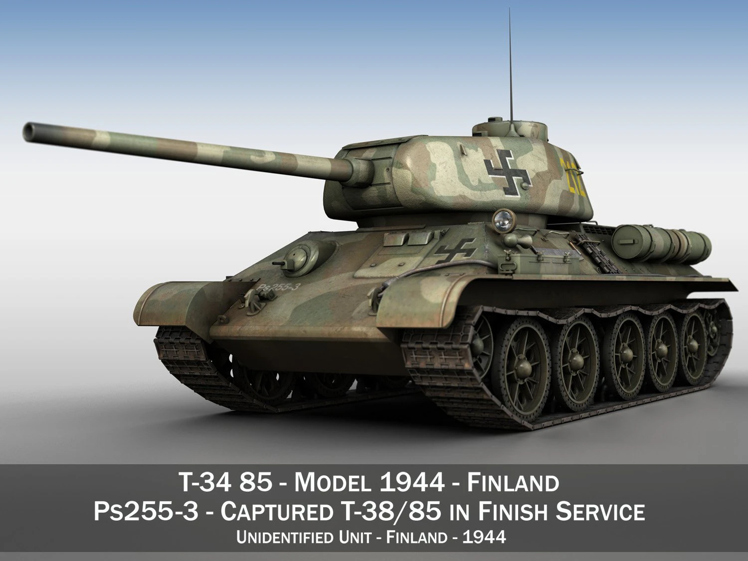 t-34-85 - 212 - finish army 3D Model .c4d .max .obj .3ds .fbx .stl .blend 