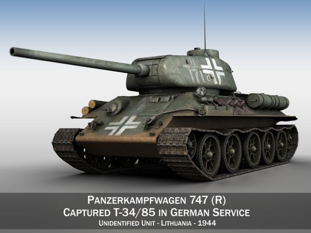 panzerkampfwagen 747 r - t-34 85 3D-Modell .c4d .max .obj .3ds .fbx .stl .blend 